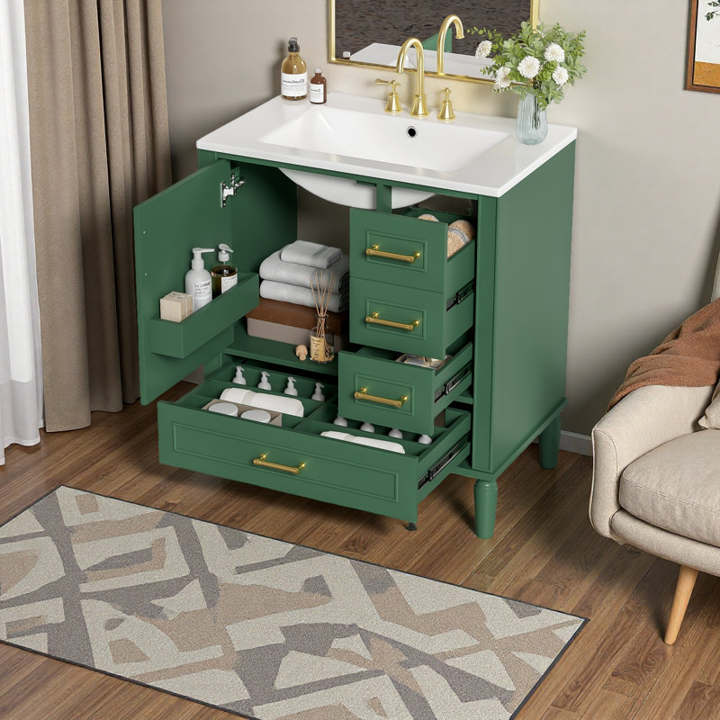 Ensemble de meuble-lavabo traditionnel 30 po, Vert