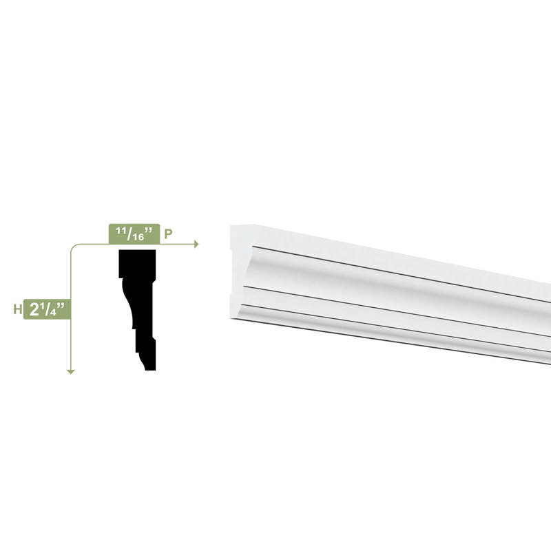 White 2.25'' H x 96'' W PVC Decorative Moulding