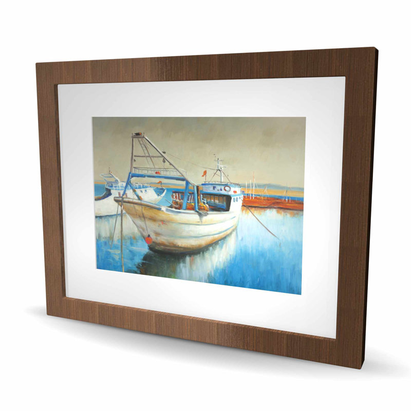 Bateau de pêche - Imprimé mat encadré dans la chambre à coucher | Décoration intérieure, Brun