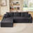 103" Modular Upholstered Sofa Corduroy Round Arm Sofa Chaise With Side Pocket And 2 Pillows - No Assembly Required-114217296