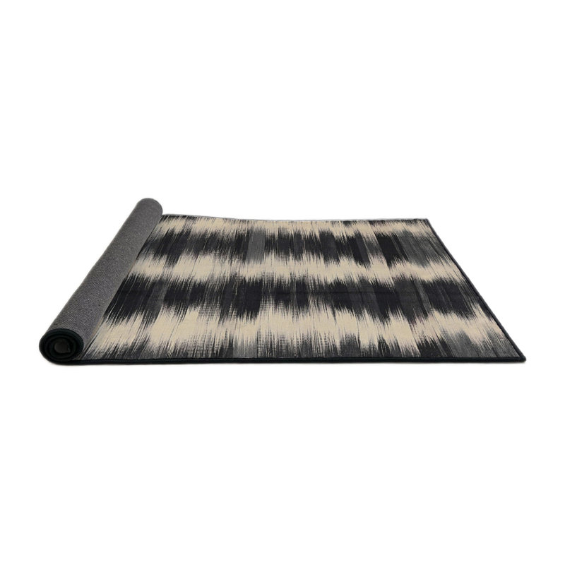 Tapis abstrait noir / beige, Rond 8 pi