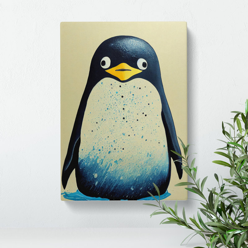 Painted Penguin No.3 - Wrapped Canvas, 50cm H x 35cm W x 3cm D