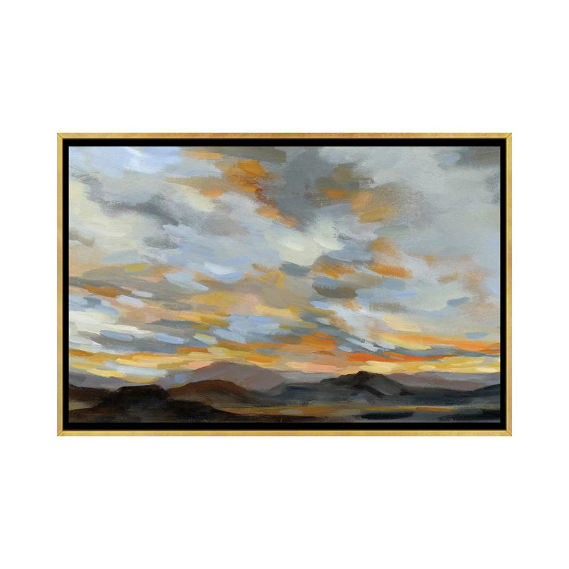 «High Desert Sky I» par Silvia Vassileva - reproduction imprimée, H 26 po x l 40 po x P 1,5 po, Gold Framed, No Matte
