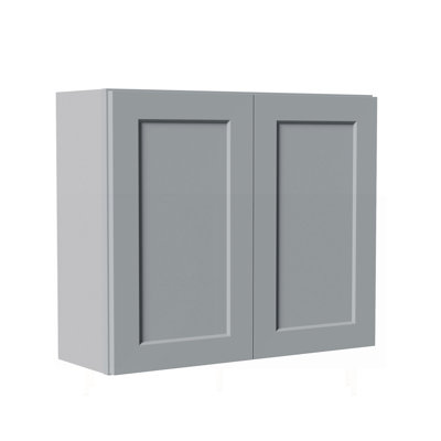 Mirella murale en bois massif de 36 pouces avec charnières à fermeture douce et tablettes réglables pour un rangement polyvalent, idéale pour la cuisine, la salle de bain et la lessive