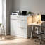 Classeur de bureau moderne autoportant 31 po 31 po, armoire de rangement cannelée blanche avec station de charge de table intégrée, tablettes réglables, grands tiroirs silencieux et poignées en métal, mobilier de rangement polyvalent pour la maison et le bureau-1497970809