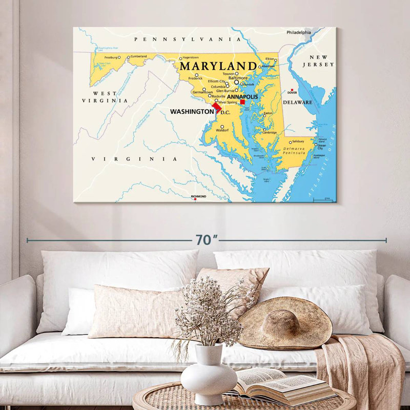 Carte d'Aliaz, Maryland, H 34 po x l 51 po