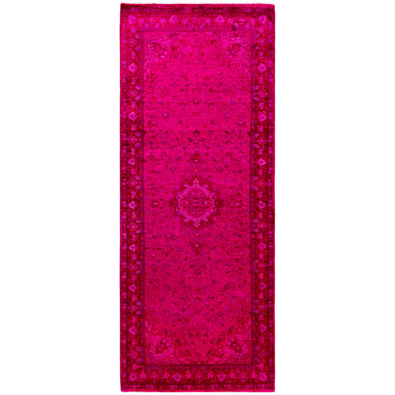 Overdyed Hand-Knotted Wool Modern-Contemporary Pink Runner 2' 8" x 6' 7"