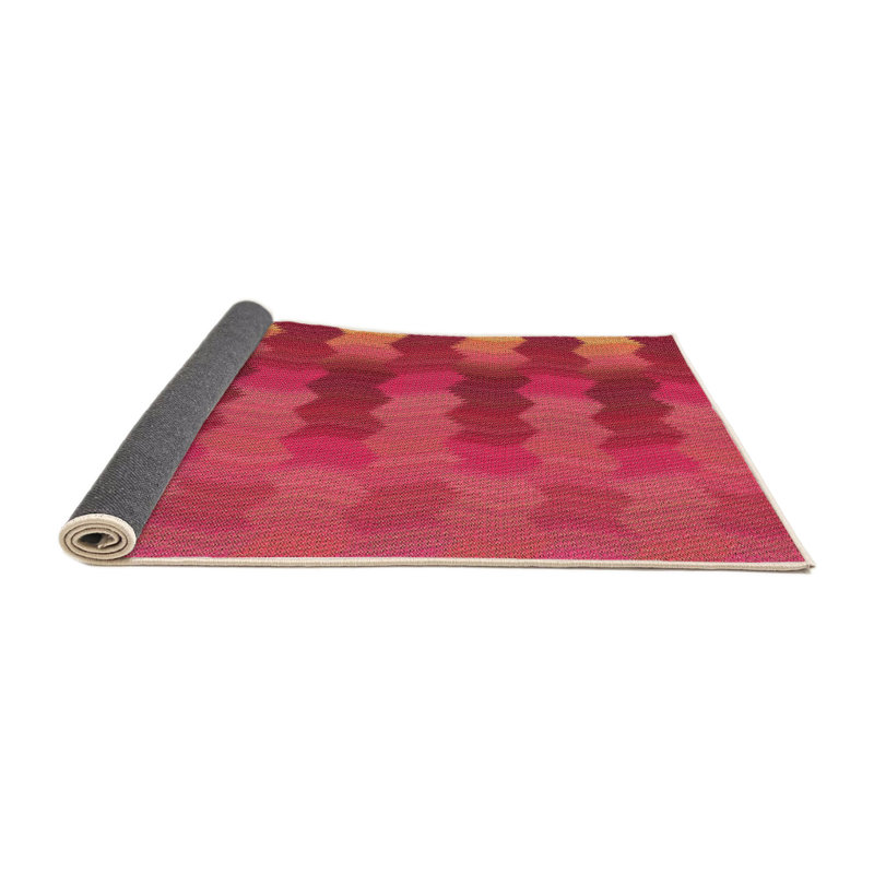 Tapis orange / rose en laine Ayat, Rond 7 pi