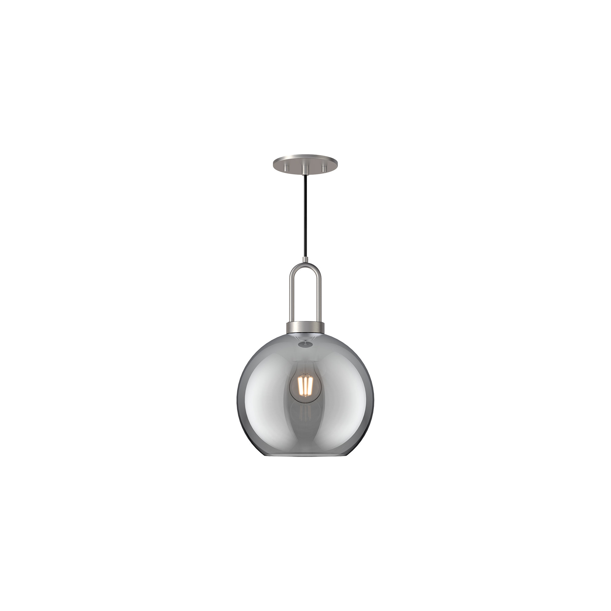 Shiloh Single Light Glass Pendant, 14.375"H x 9.875"W x 9.88" D, Brushed Nickel, Smoke