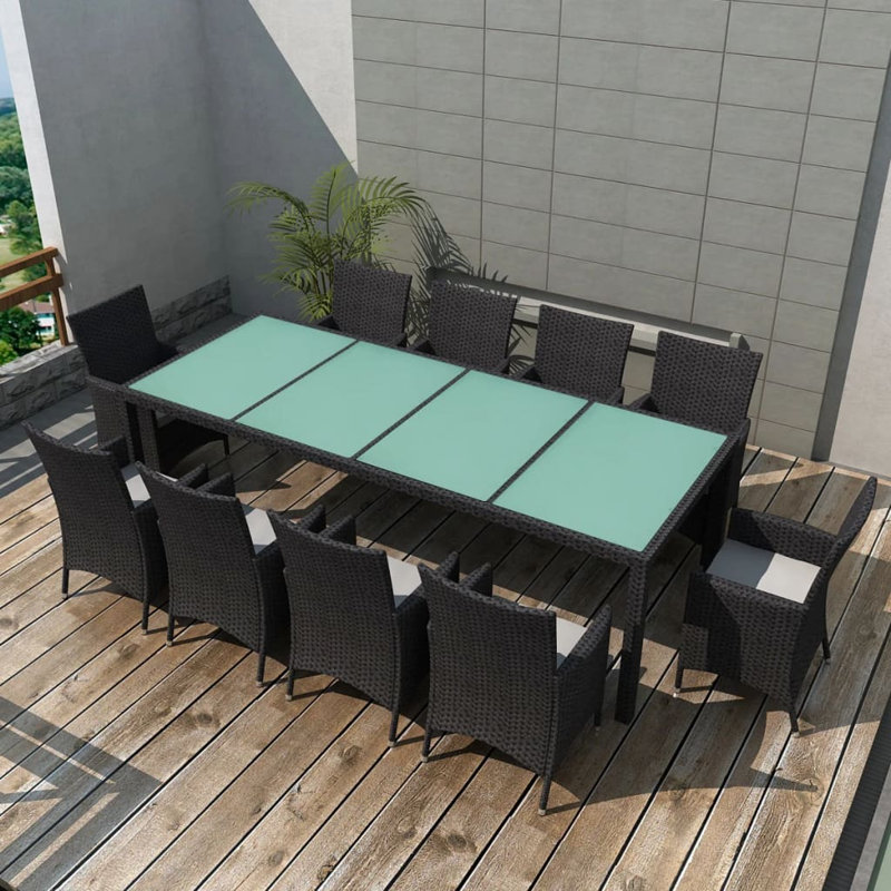 Ensemble de 10 meubles de patio en rotin noir