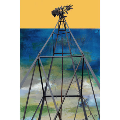 Windmill Abstract 1 Piece Wrapped Canvas Painting