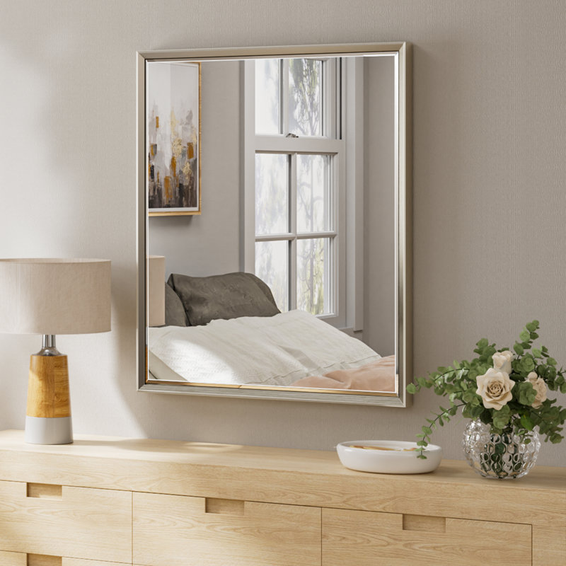 Gold 36x36 Inch Square Beveled Bathroom Vanity Mirror