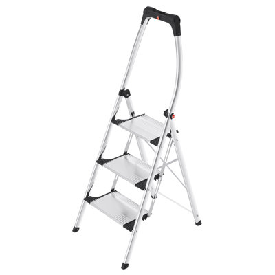 Hailo K95 LivingStep 3-Step Aluminum Folding Step Ladder with Soft Grip Base, 330 lb. Capacity