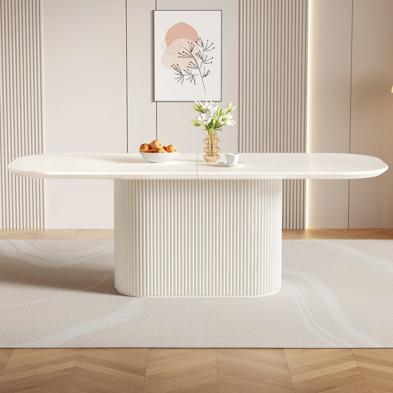 220cm Cream White Oval Dining Table