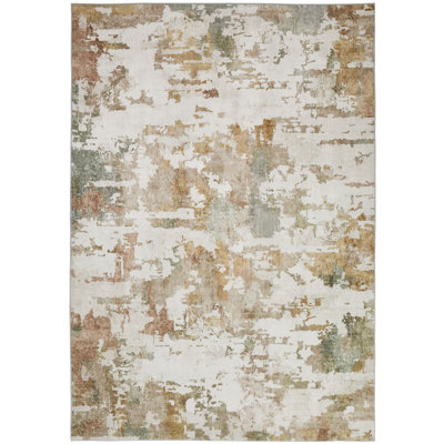 Abstract Rust Washable/Stain Guarded Area Rug