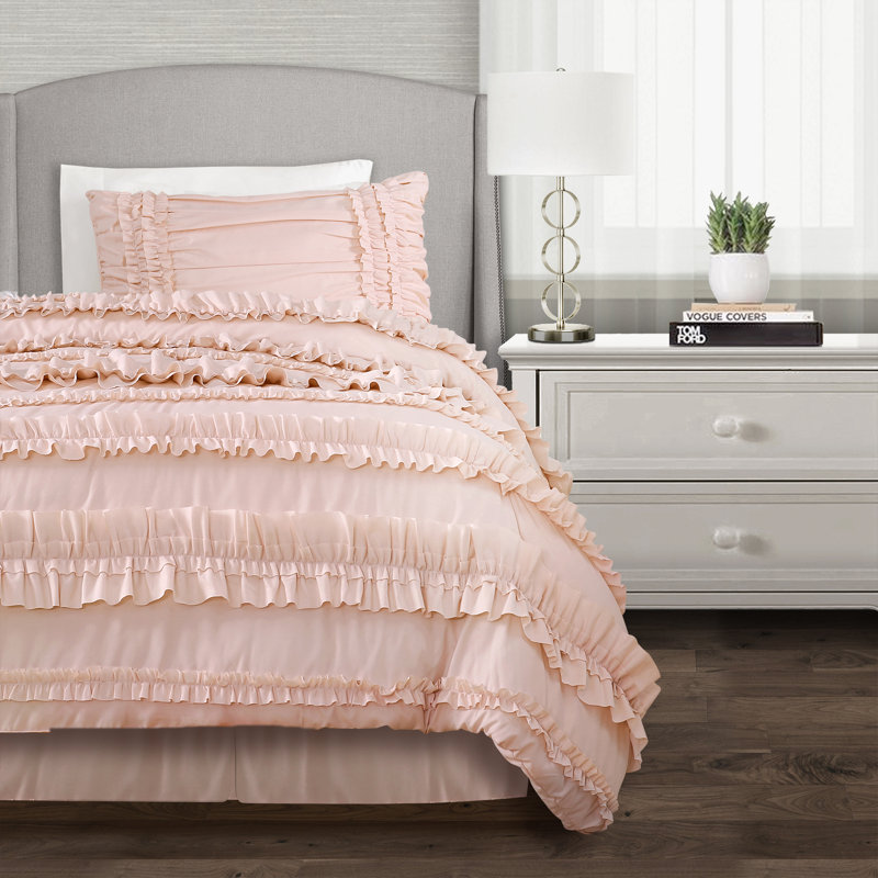 Ensemble d'édredon traditionnel en microfibre Belle, Édredon pour lit double / grand lit + 3 pièces s, Rosé