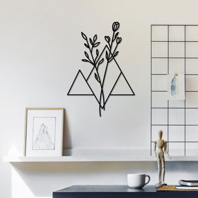 Accessoire mural élégant en métal, finition noire, 19,7 po x 13,8 po | 100% métal, épaisseur: 0,06 pouce | Léger à 0,33 lb, facile à suspendre | Parfait pour la décoration intérieure et les intérieurs modernes