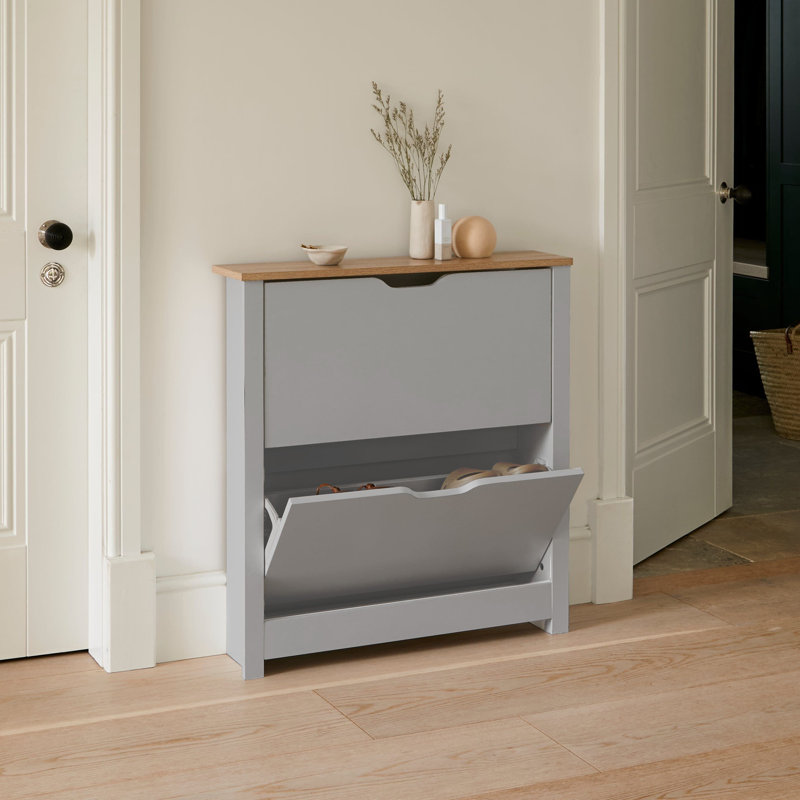 Suseela 8 Pair Shoe Storage, Grey/Brown, 80cm H x 73.5cm W x 18cm D