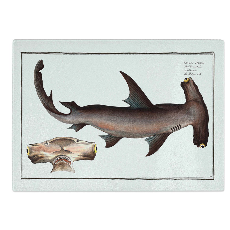 Glass Hammerhead Shark by M.E. Bloch Chopping Board, 39 cm W x 28.5 cm L