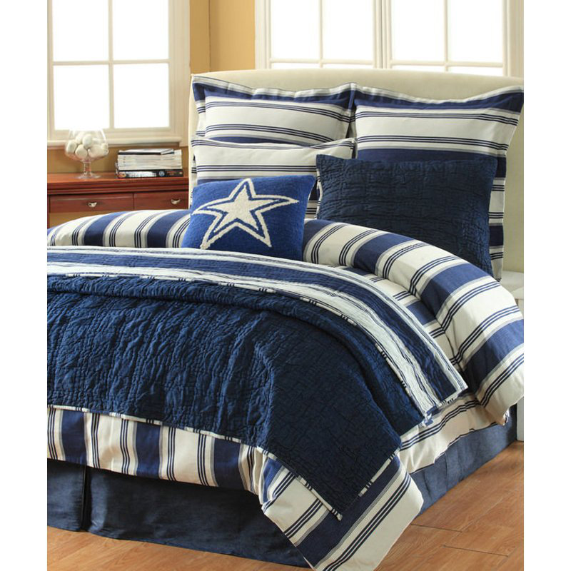 Sham, King, Unquilted Blue/Ivory