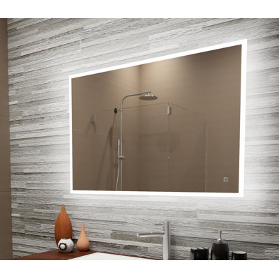 Miroir de meuble-lavabo à bord givré éclairé à del à intensité variable réfléchissant Gennifer