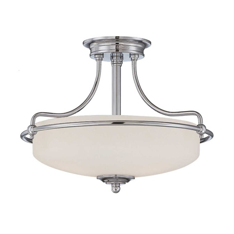 Rockwood Glass Semi Flush Mount, Polished Chrome
