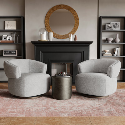 Jazmond Fully Assembled Upholstered Swivel Barrel Chair, Set of 2