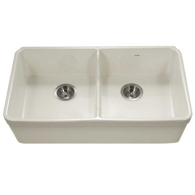 Platus 32.2'' L Double Bowl Fireclay Kitchen Sink