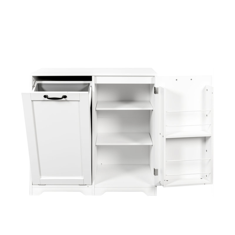 Armoire de buanderie autoportante avec panier inclinable et tablette réglable