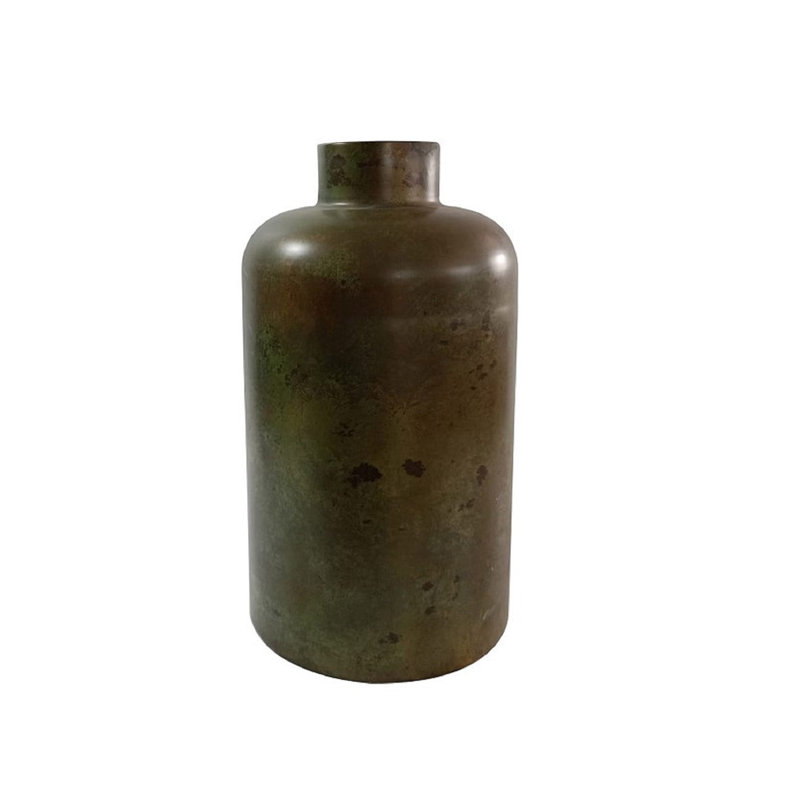 Kashandra Large Iron Green Patina Vase, 16.9" H x 9.7" W