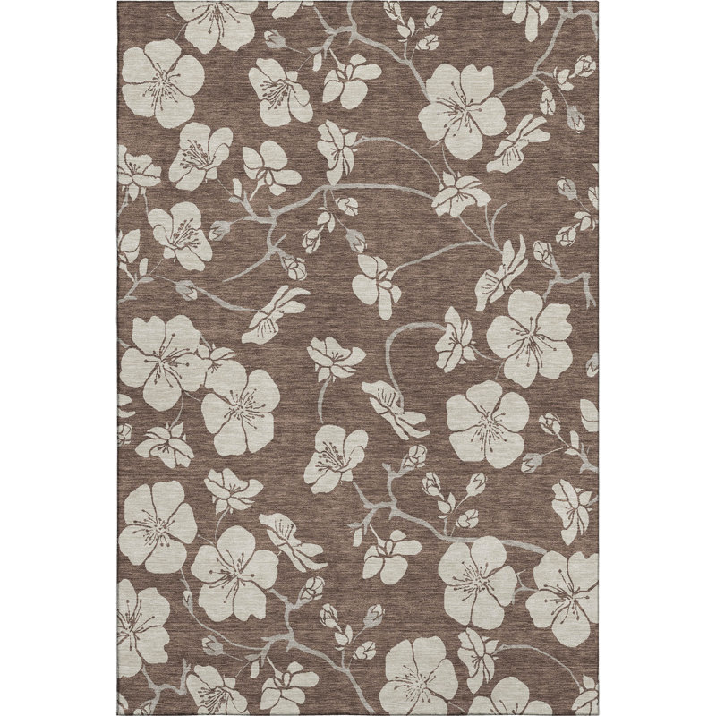 Tapis floral de qualité supérieure lavable à la machine Diskin AMF1032, Rectangle 2 pi 6 po x 3 pi 10 po