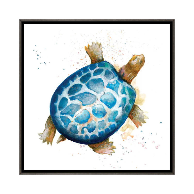 "Tortuga Azul Square" par Patricia Pinto, reproduction d’art, Pas de tapis, H 26 po x l 26 po x P 1,5 po