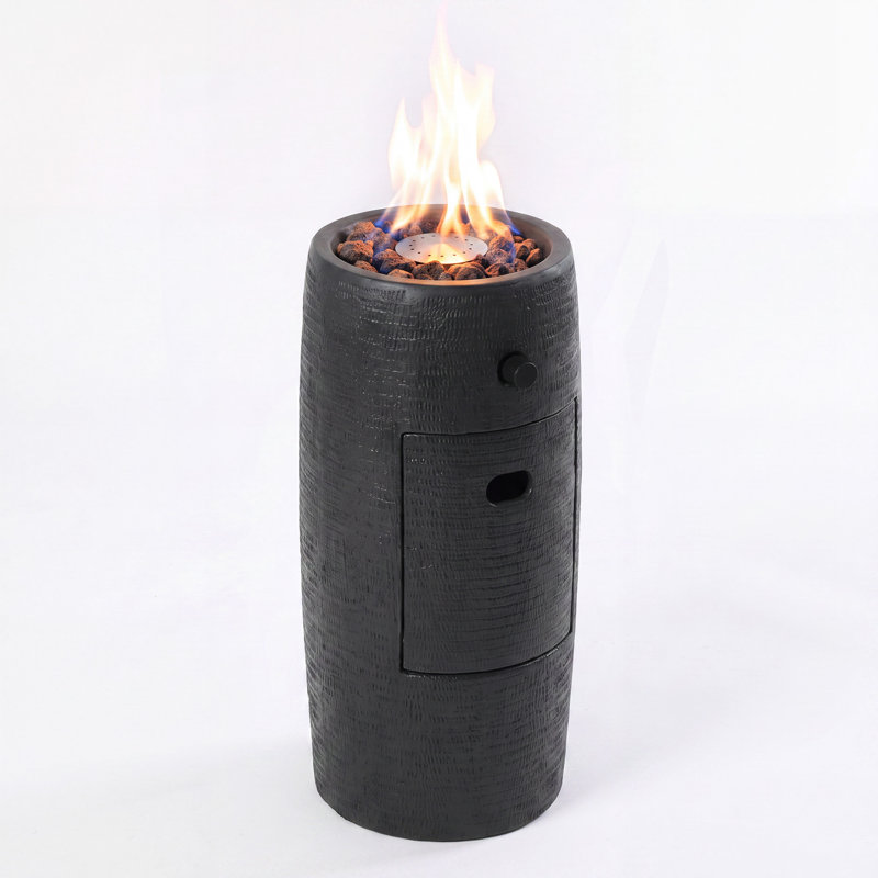 Column Concrete Propane Smokeless Fire Column, Gray