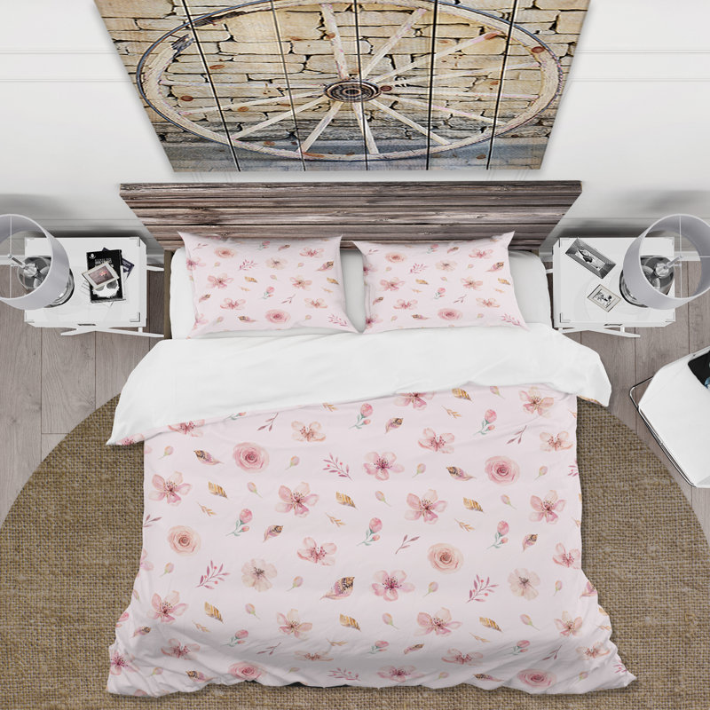 Flèches bohémiennes et fleurs sauvages II - ensemble de housse de couette traditionnel - microfibre de polyester