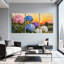 Ensemble de 3 tableaux muraux sur toile à motifs floraux d'hortensias, pour salon, chambre à coucher et décoration intérieure.-707941034