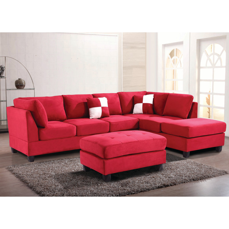 Malone Reversible Sectional Vanilla Micro Suede, Suede Vanilla