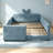 Full Size Cute Rabbit Ear Boucle Platform Bed with Safety Rail & Side Pocket-194705176-177574190