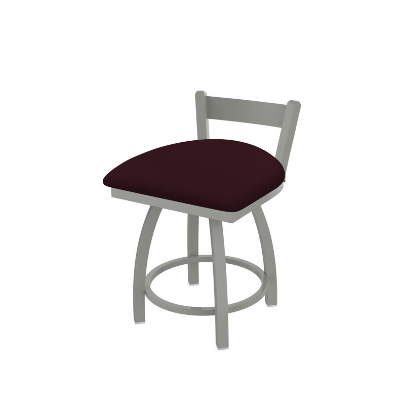 Tabouret de coiffeuse à dossier bas 18 po Catalina, Nickel anodisé, Vinyle - Canter Bordeaux