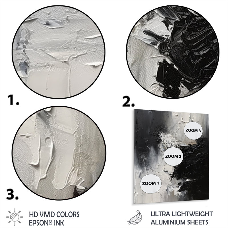 Black and white Modern Abstract Wall Decor on Metal, 32" H x 24" W x 1" D