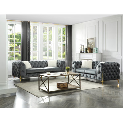 Moorehead Velvet Sofa + Chair