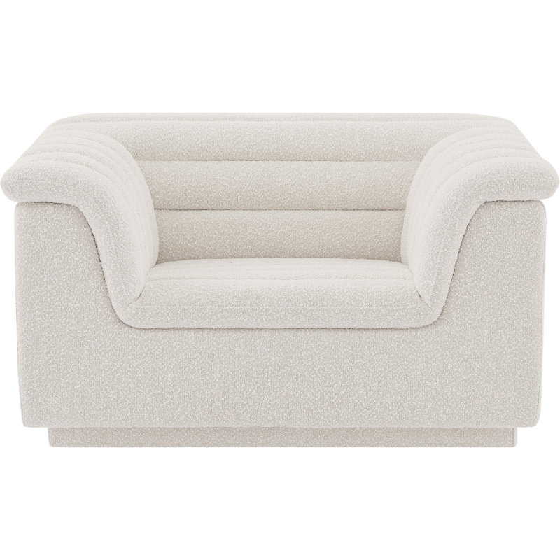 Honorio 50" W Boucle Fabric Chair, Cream Boucle Fabric