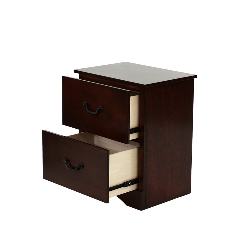 Table de chevet 2 tiroirs en merisier - Bois de pin pour une ambiance de chambre à coucher exquise