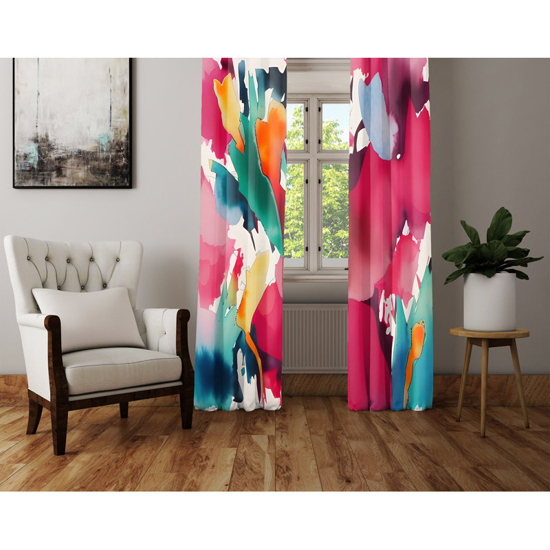 Paire de rideaux semi-transparents en polyester Daviyon, L 20 po x L 61 po