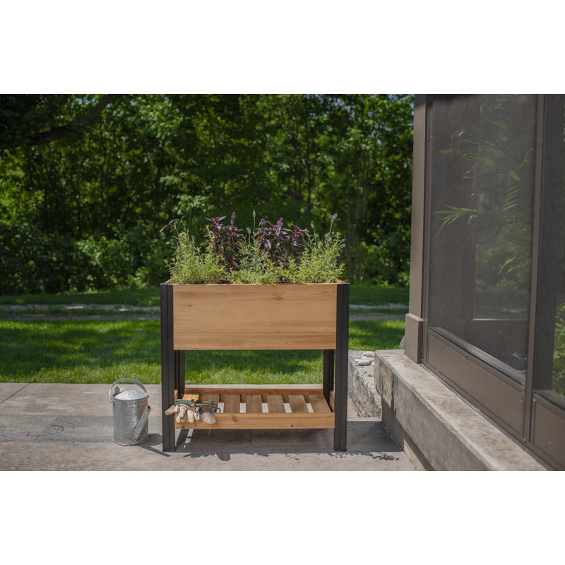 Mezza Cedar Raised Planter, 33.1" H x 31.6" W x 18" D