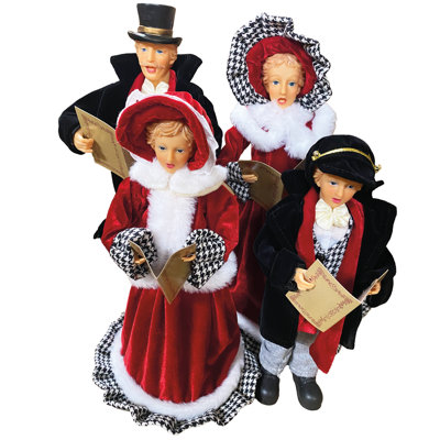 Caroling Hen Dog Family 4 Piece Set