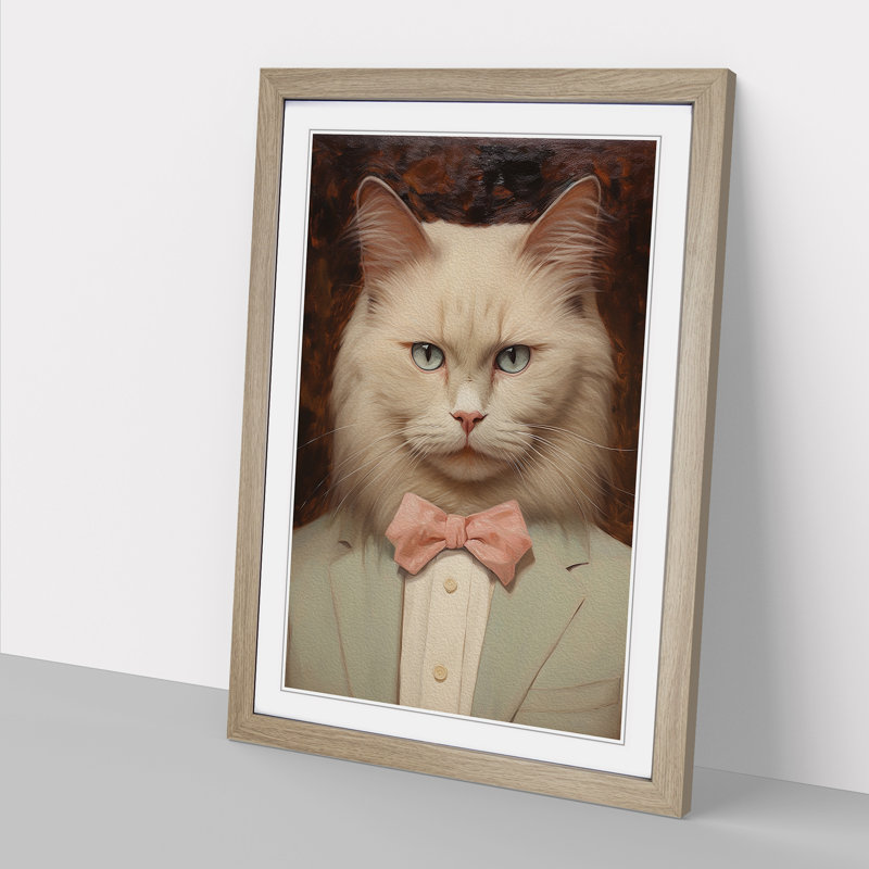 Ragdoll Cat Dadaism - Single Picture Frame Print on Wood, Oak Framed, 64cm H x 46cm W