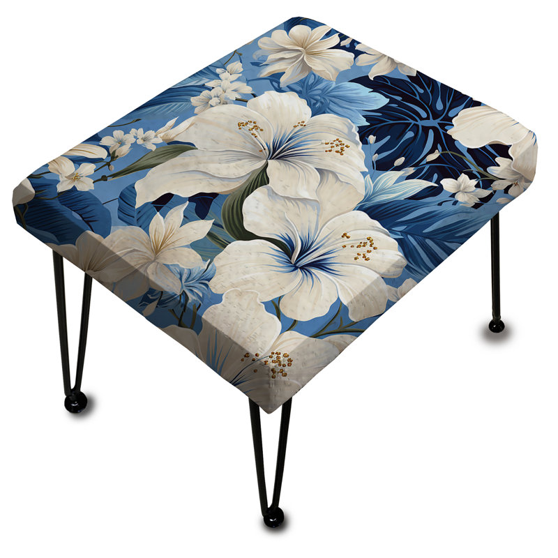 Azure Oasis Tropical Pattern V - Tropical Rectangle Ottoman