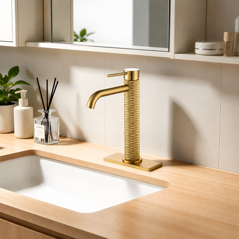 Single-Hole Single-Handle Bathroom Faucet, Brushed Gold