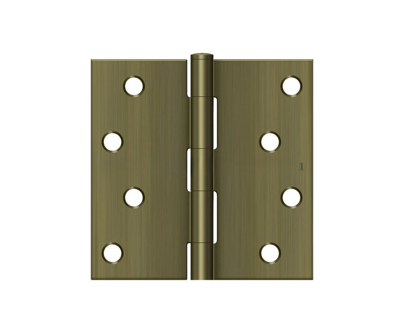 Charnière carrée en laiton antique S44U5-R 4 po x 4 po Deltana, Laiton antique