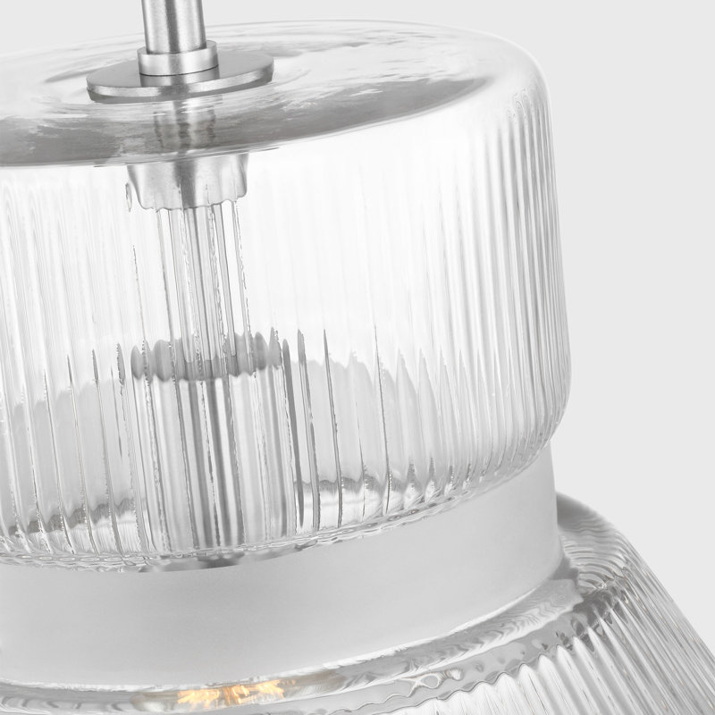 Liouet 1 Light Kitchen Pendant With Clear Ribbed Shade, 56.75" H x 18" W x 18" D, Brushed Nickel
